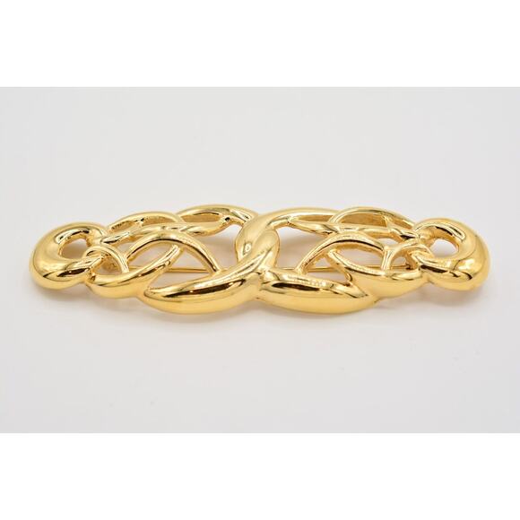 Givenchy Vintage Pin Brooch Weaved Bar Gold Large Chunky Runway Signed 80s Bin5A - Picture 5 of 12